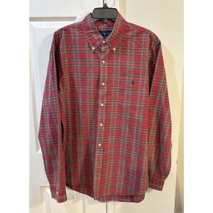 Ralph Lauren Slim Fit Men's Long Sleeve Button Down Sz‎ XL Tall Red Plaid *READ*